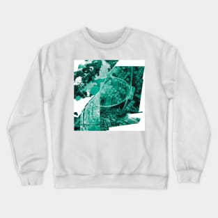 the risk and the flood in ecopop collage wallpaper of disaster art Crewneck Sweatshirt